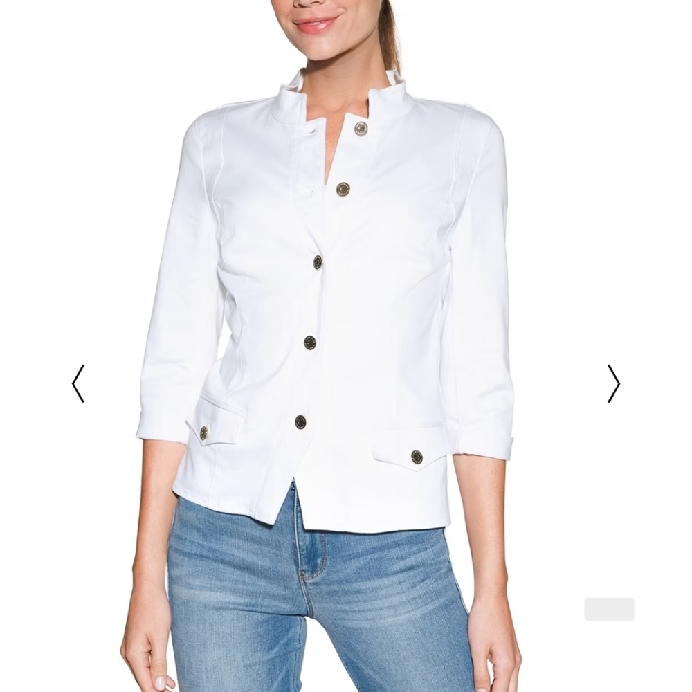 White House Black Market |WHBM| Sateen 3/4-Sleeve Jacket Size 12 White